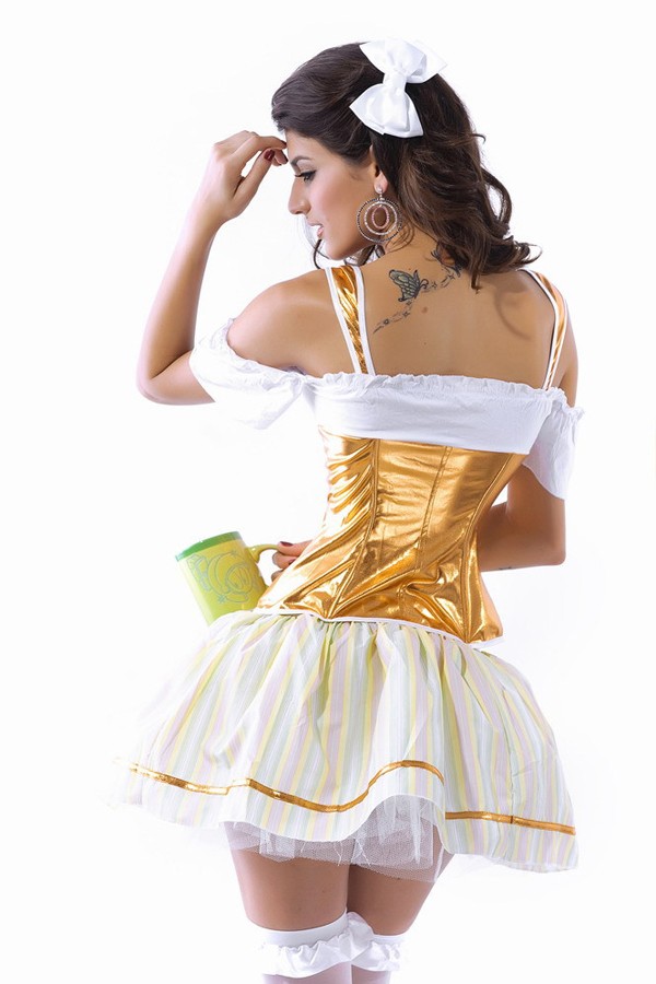 Uniform Costume Slipping-off Shoulder Cute Maid Costume - Click Image to Close
